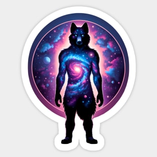 Anthro Furry Wolf Cosmic Space Art Sticker